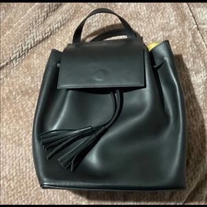 Leather black backpack